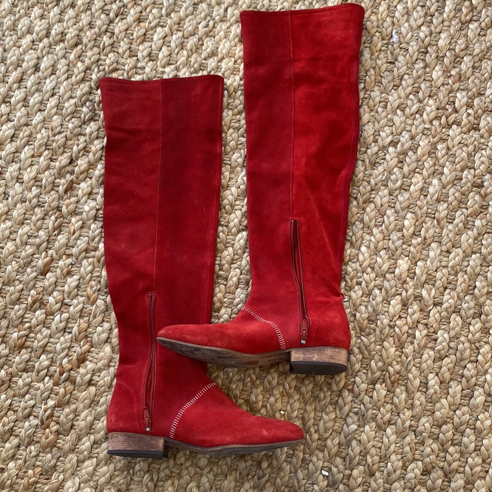 COPY - Free People Boots Red Suede Knee High